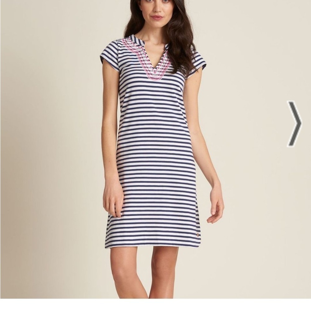 Hatley Striped Navy and White Dress Pink Accents Zara
